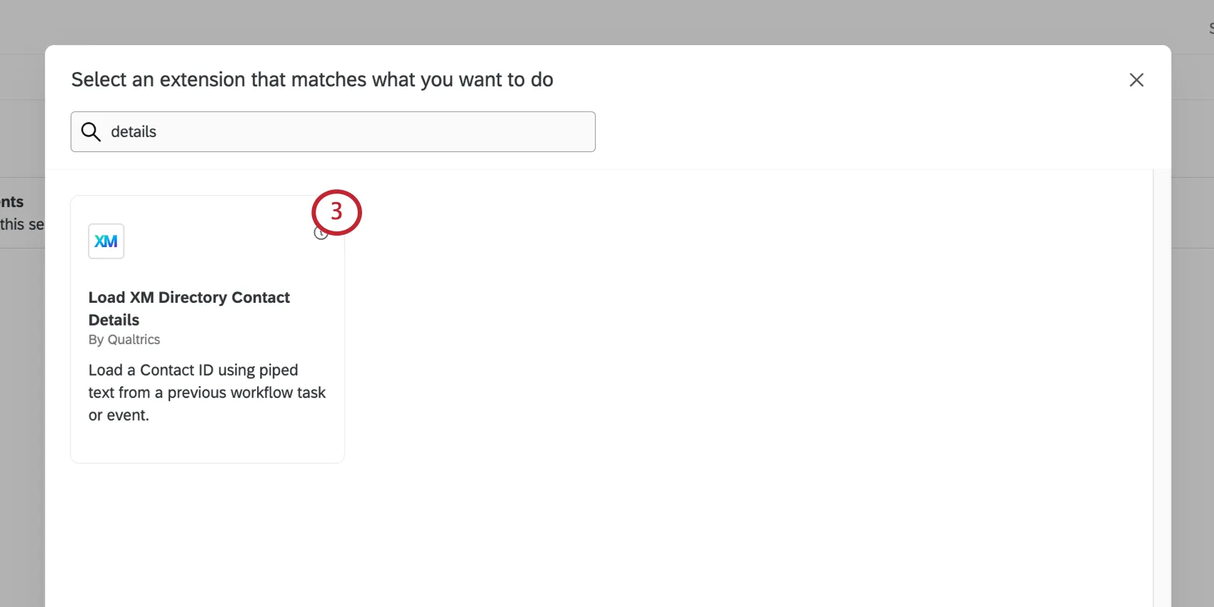 est tapée dans la recherche, et que loption de chargement du Répertoire XM Contact Details est sélectionnée