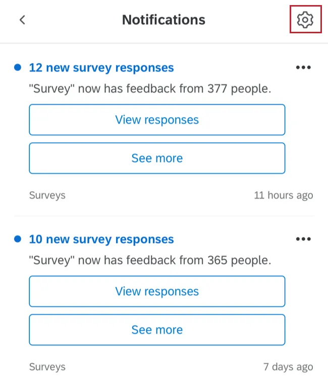 the settings icon for changing notification settings