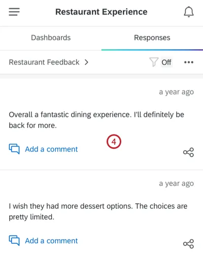 viewing a list of responses