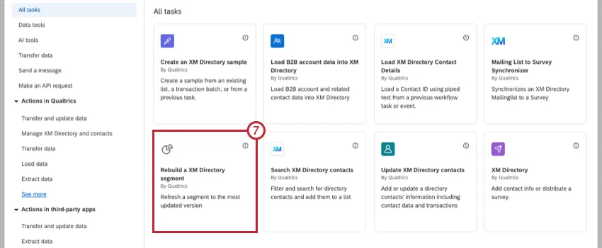 ricostruire unattività del segmento della directory xm dal menu delle attività