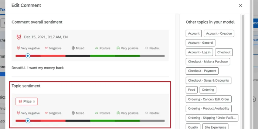 punteggi dellanalisi del sentiment degli argomenti