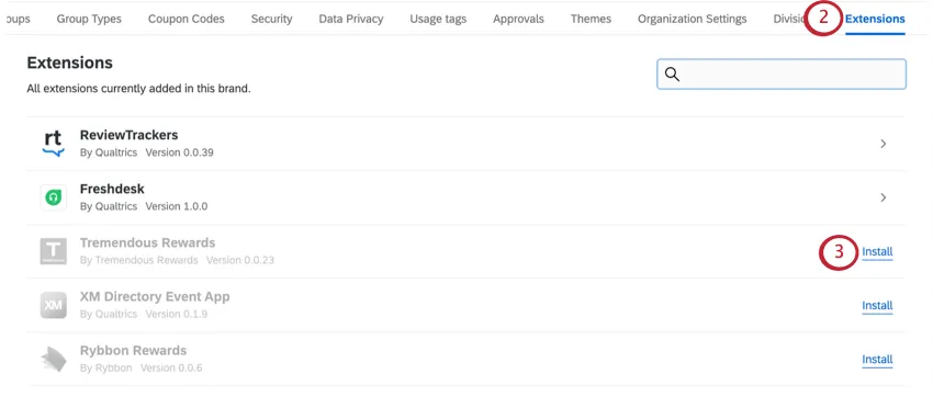Installazione dalla pagina Estensioni di Admin