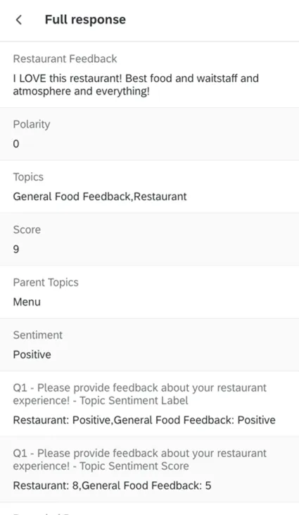 viewing a full response in the app
