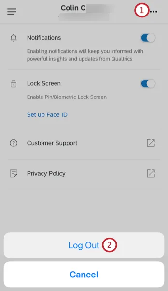 meldet sich von der App ab