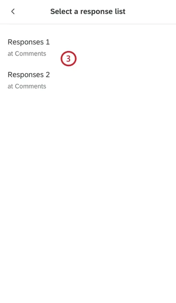 escolher uma lista respostas para visualizar
