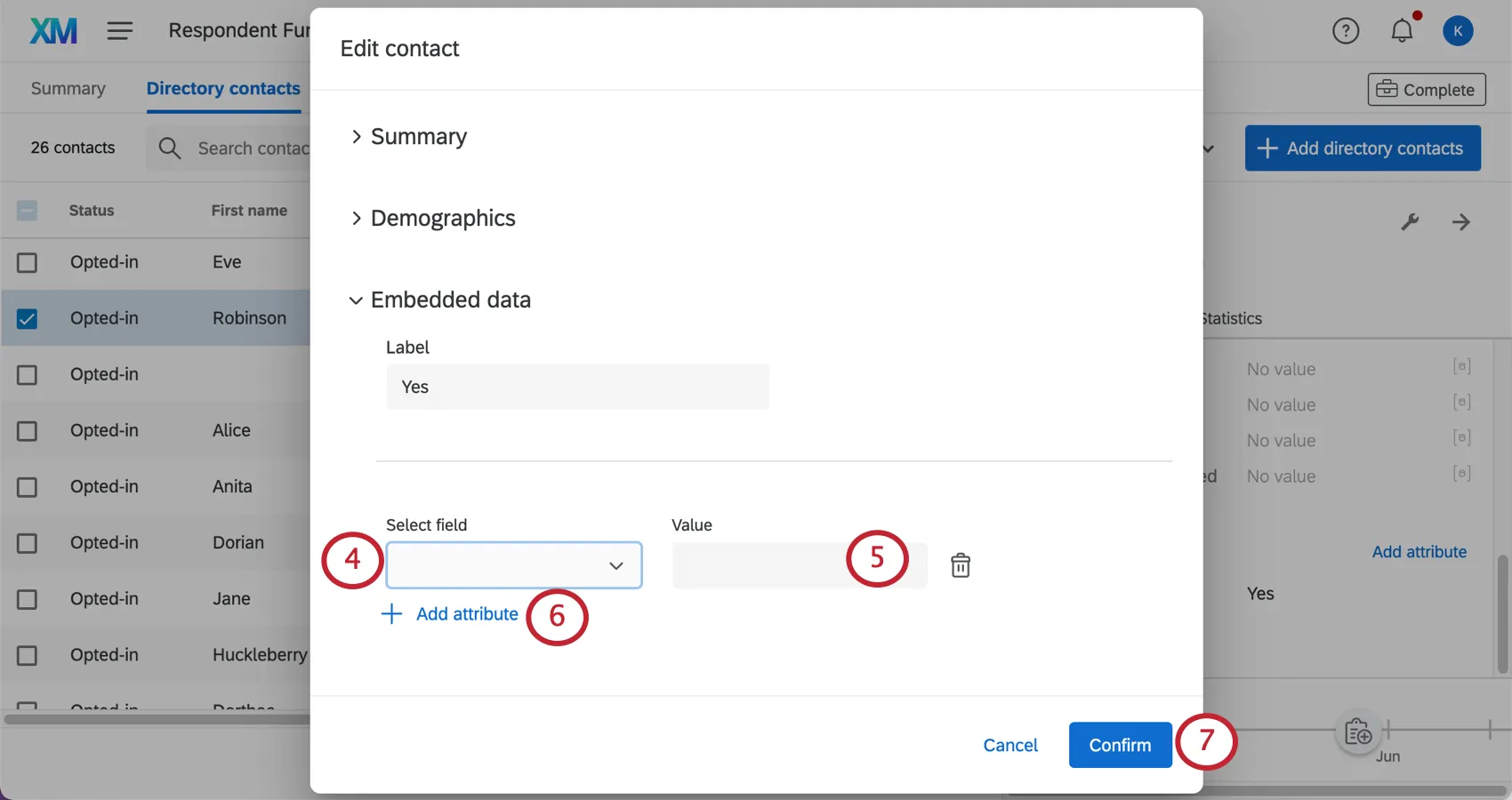 Ventana donde se agregan los datos embebidos
