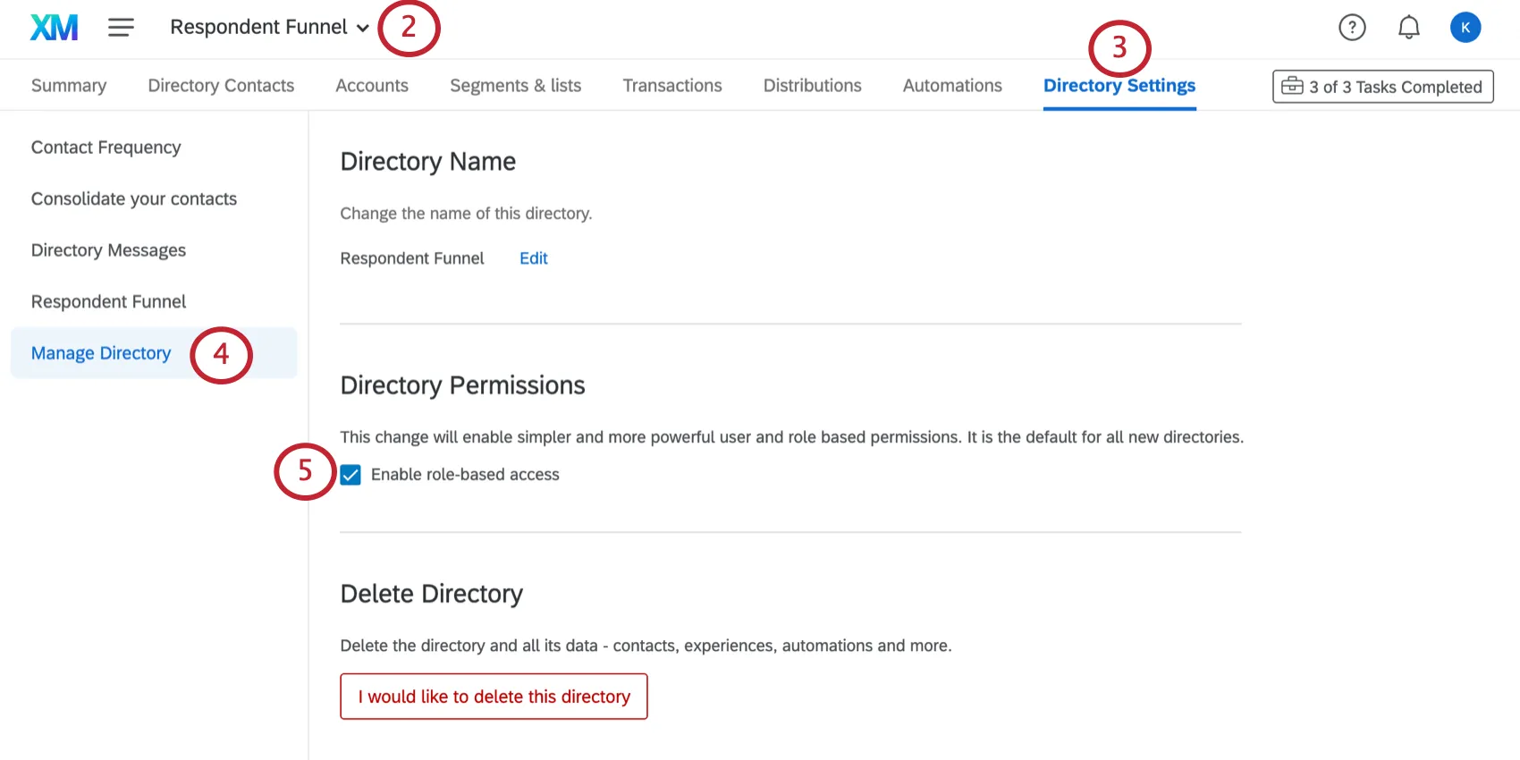 accessing directory roles by going to the manage directory settings