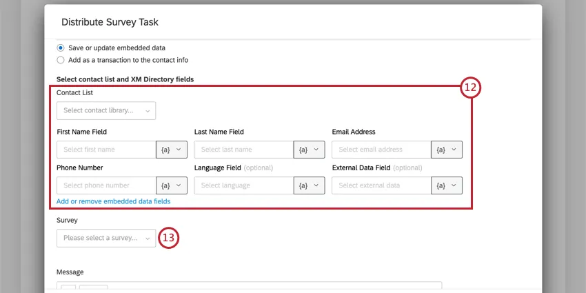 image of the contact fields needed for the sms invite distribution
