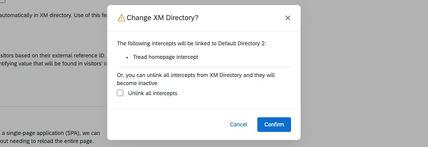 new window that asks for directory change confirmation