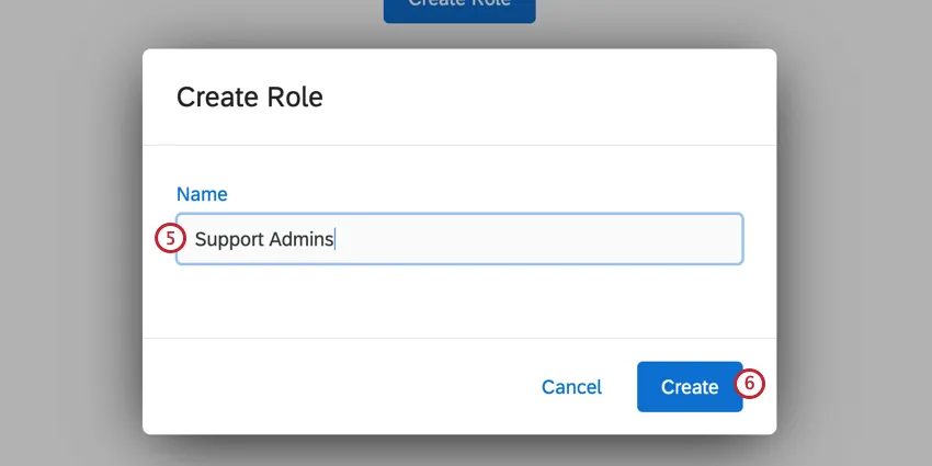 the popup for naming a new role