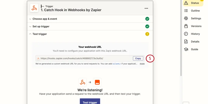 Image of a URL with a copy button next to it