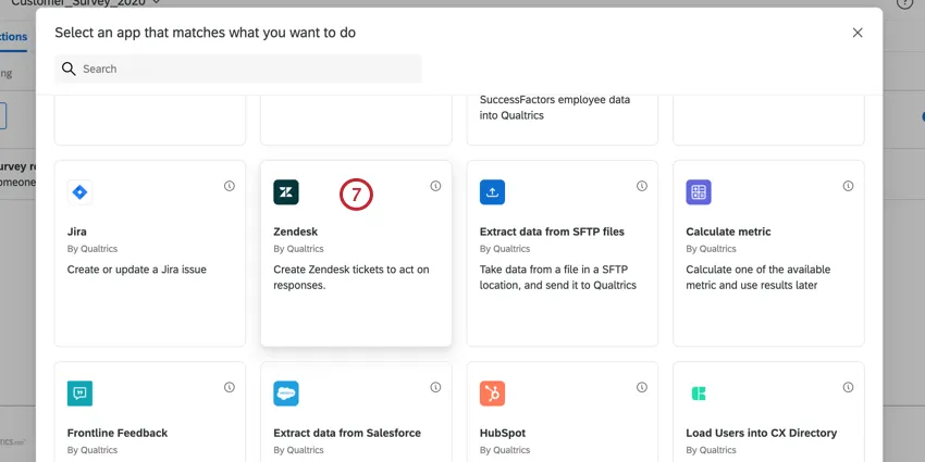 selecting the zendesk event