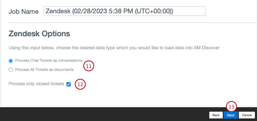 selecting the data to upload
