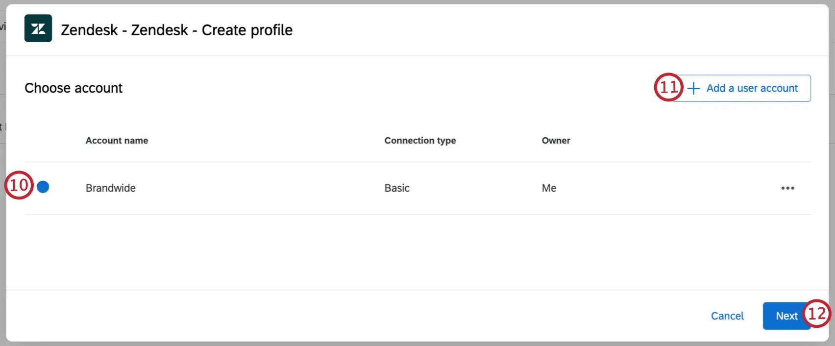 choosing an account or adding a new one