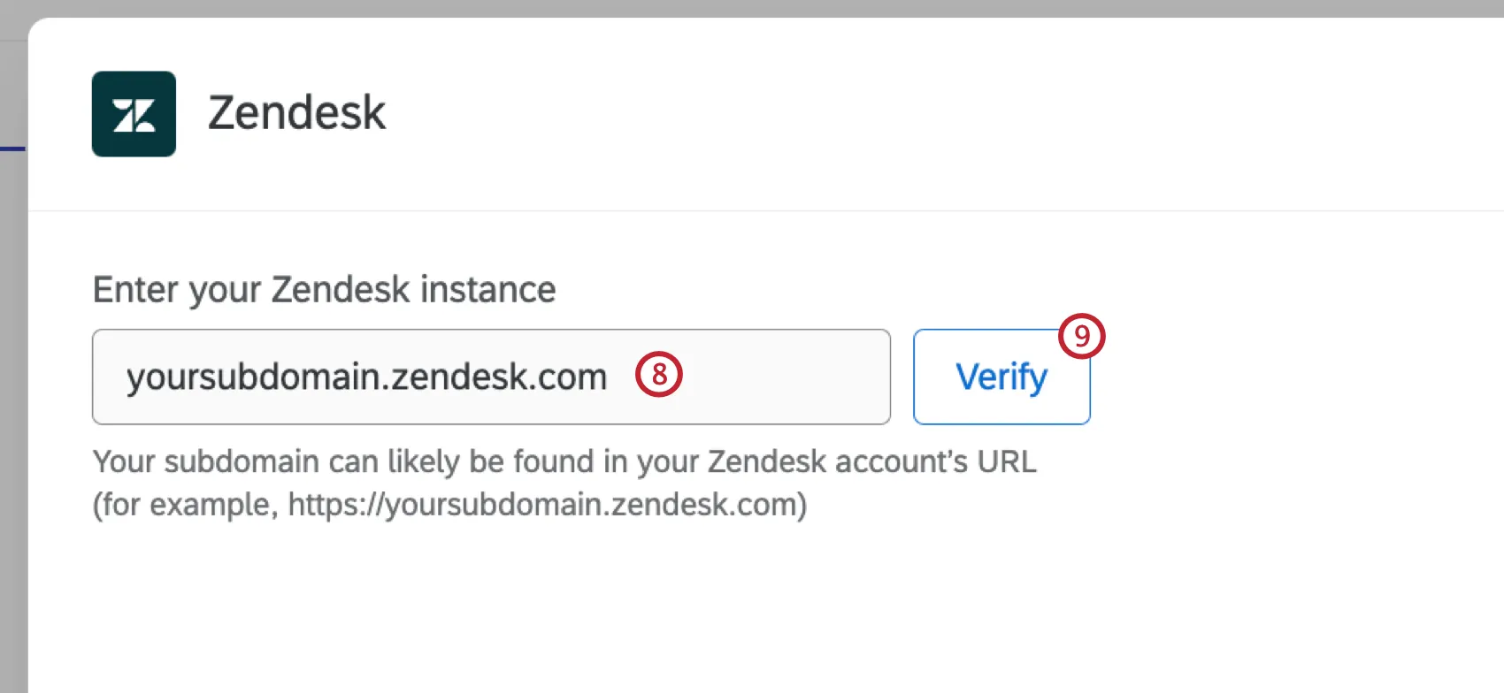 entering the subdomain and clicking verify