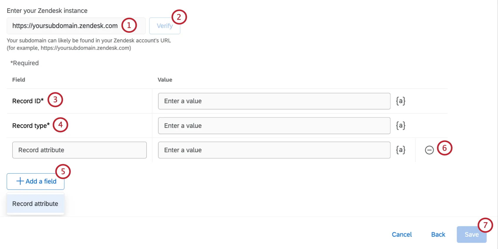 mapping values for the zendesk update record task