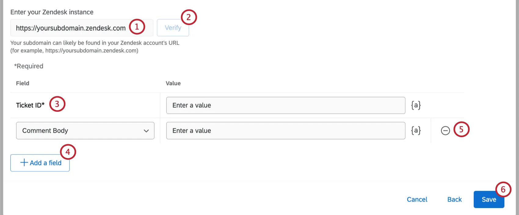 mapping values for the update ticket task