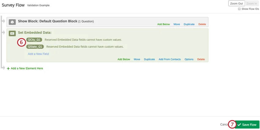 Un elemento de datos embebidos con dos campos de datos embebidos para capturar la ciudad y el estado.